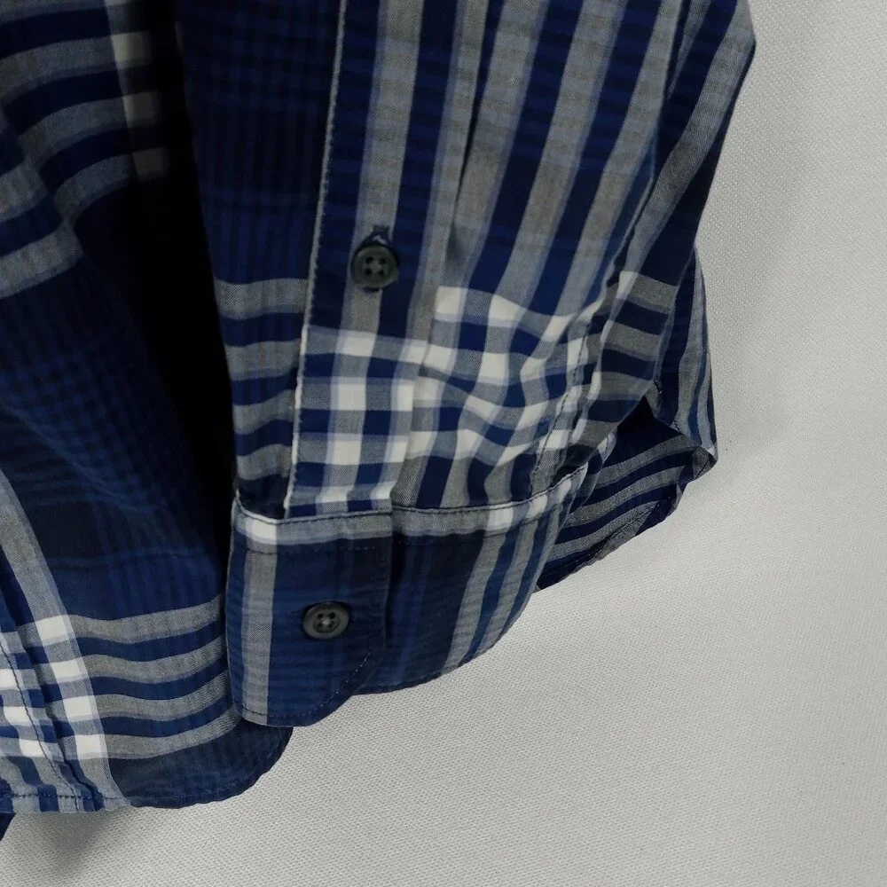 BANANA REPUBLIC Men's Blue Plaid Long Sleeve Shirt Size Medium